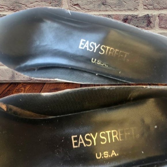 Easy Street Vintage 80's Low Wedge Pump Silver + Gold Made in USA USED - Picture 14 of 15